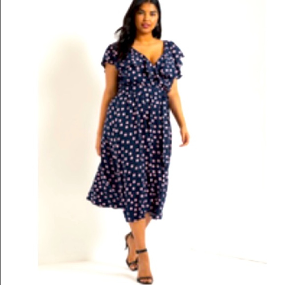 Eloquii Ruffle Midi Dress